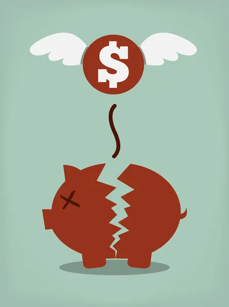 Broken Piggy bank — Stock Vector