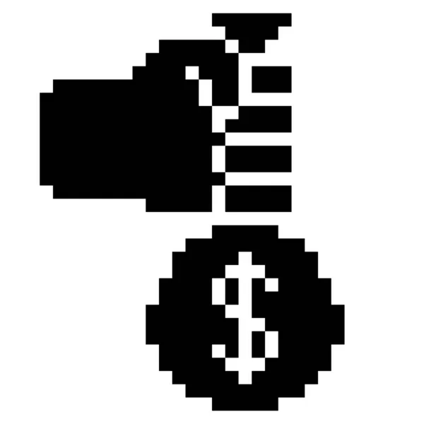 Peněžní Taška Pixel Art Business Icon — Stockový vektor