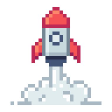 Roket girişi. Piksel Sanat Simgesi