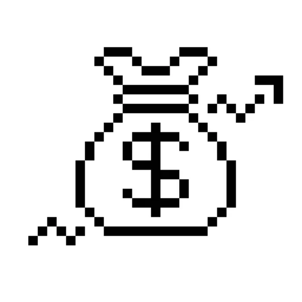 Ganancias Pixel Art Icono Negocios — Vector de stock