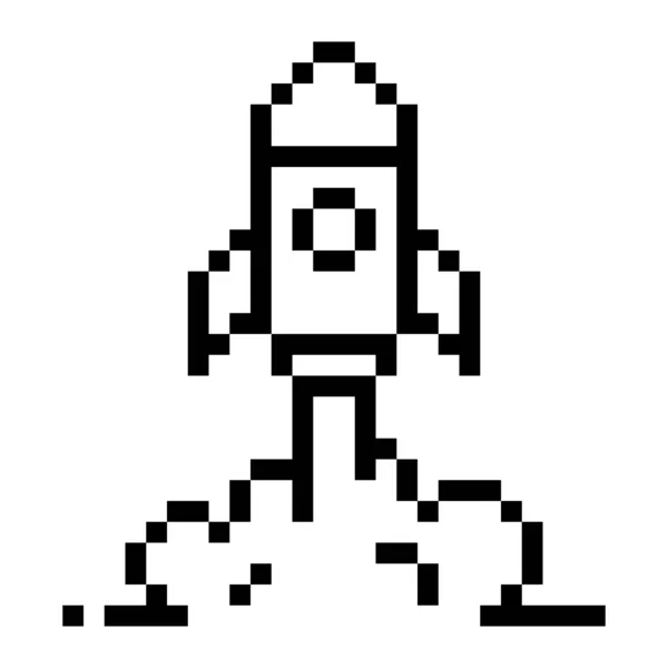 Rocket Startup Pixel Art Business Icon — Stock Vector