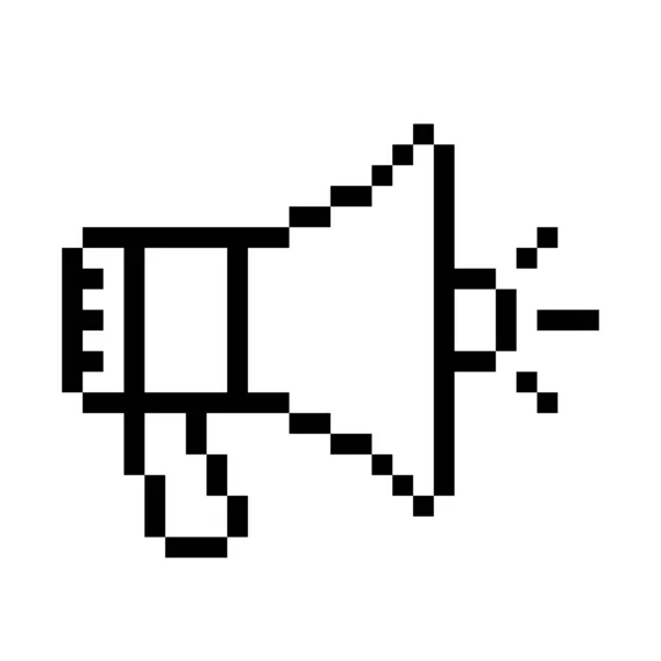 Megáfono Pixel Art Icono Negocios — Vector de stock