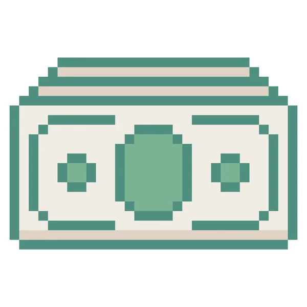 Bankjegy Pixel Art Üzleti Ikon — Stock Vector