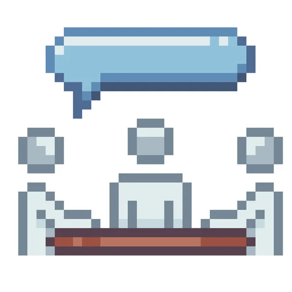 Reunión Pixel Art Icono Negocios — Vector de stock