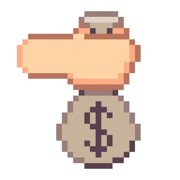 Money Bag Pixel Art Business Icon — Stock Vector