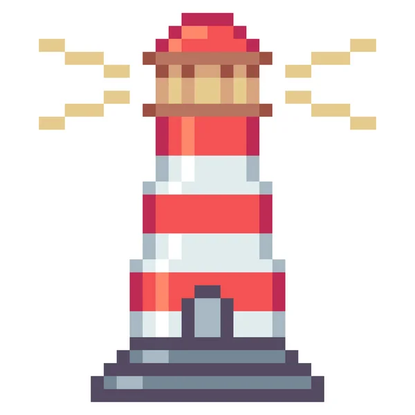 Lighthouse Pixel Art Business Icon — Stock Vector