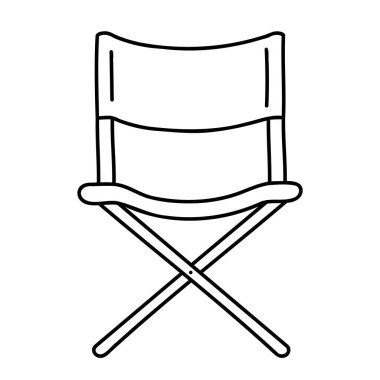 Kamp Sandalyesi. El çizimi karalama simgesi.