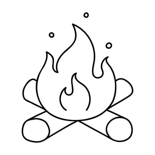 Campfire Hand Drawn Doodle Icon — Stock Vector
