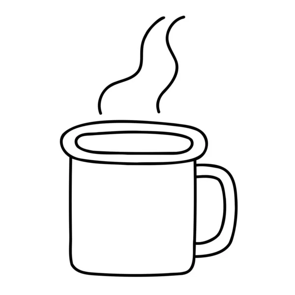 Tazza Caffè Icona Scarabocchiata Disegnata Mano — Vettoriale Stock