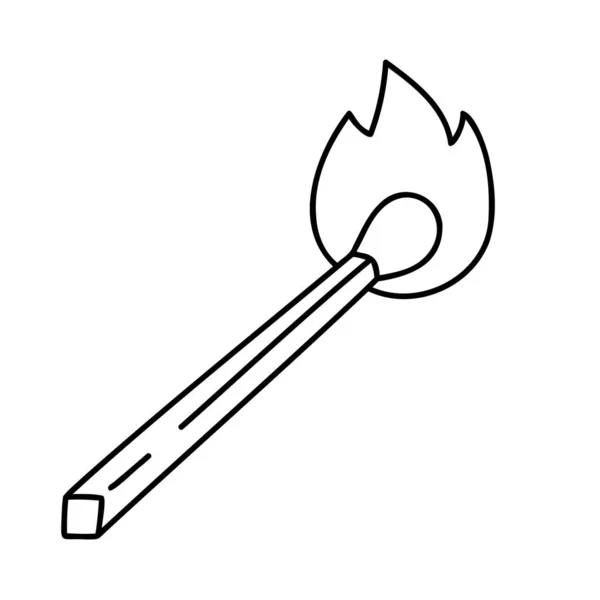 Match Stick Icône Gribouillée Dessinée Main — Image vectorielle
