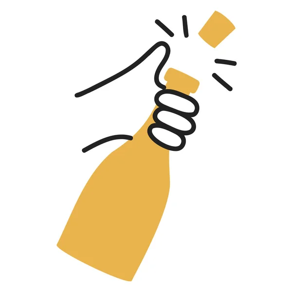 Champagne Icône Caniche Dessinée Main — Image vectorielle