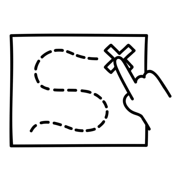 Schatzkarte Handgezeichnetes Doodle Icon — Stockvektor