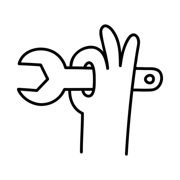Uma Chave Inglesa Ícone Doodle Desenhado Mão — Vetor de Stock