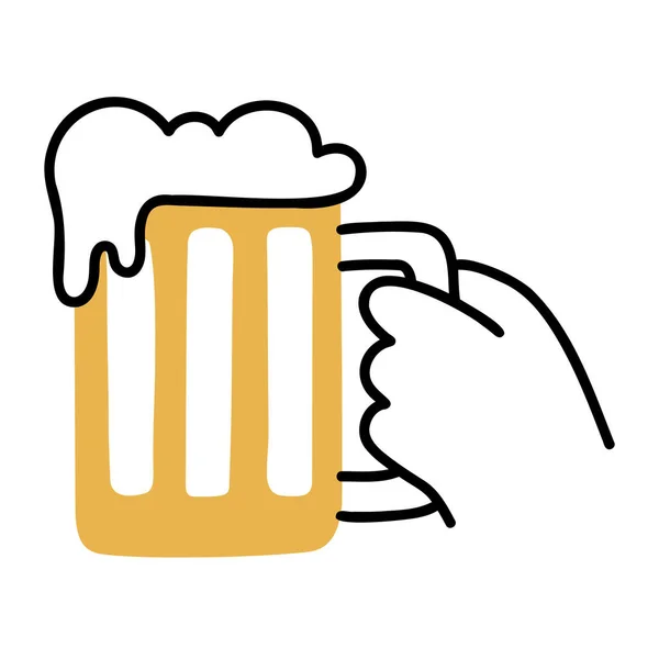 Bier Eten Drinken Doodles — Stockvector