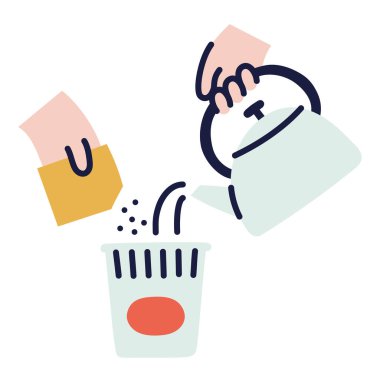 Anında Erişte. El Çizimi Karalama Pişirme Simgesi.