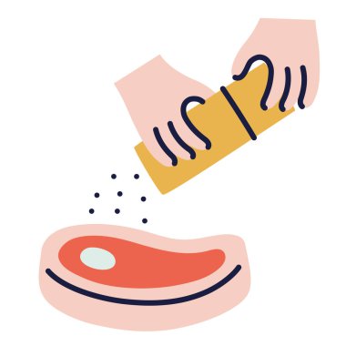 Biftek. El Çizimi Karalama Pişirme Simgesi.