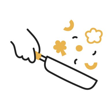 Kızarmış sebze. El Çizimi Karalama Pişirme Simgesi.