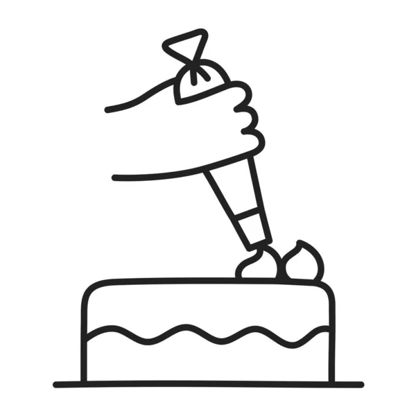Gâteau Icône Cuisson Caniche Dessinée Main — Image vectorielle