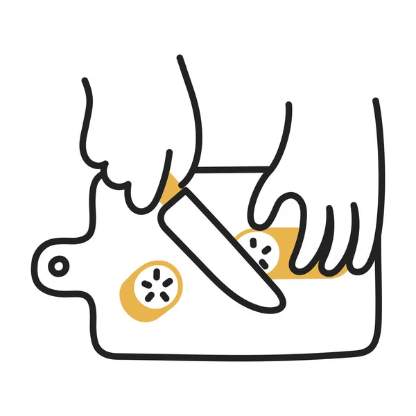 Concombre Icône Cuisson Caniche Dessinée Main — Image vectorielle