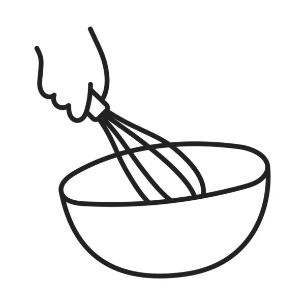 Flour Mixing Hand Drawn Doodle Cooking Icon — Stock Vector