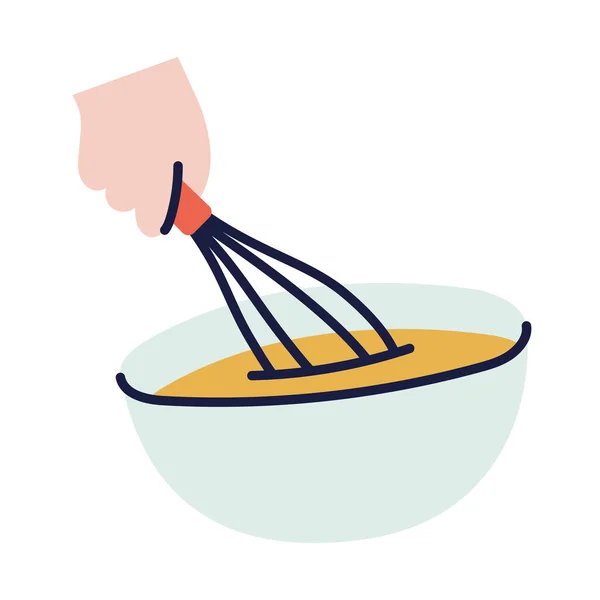 Flour Mixing Hand Drawn Doodle Cooking Icon — Stock Vector