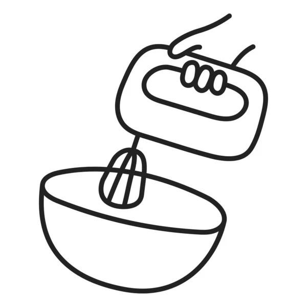 手搅拌器 手绘涂鸦烹饪图标 — 图库矢量图片