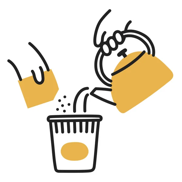 Instant Nudeln Handgezeichnetes Doodle Cooking Icon — Stockvektor