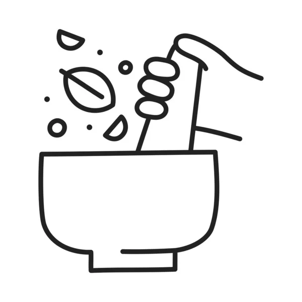 Mortar Hand Drawn Doodle Cooking Icon — Stock Vector