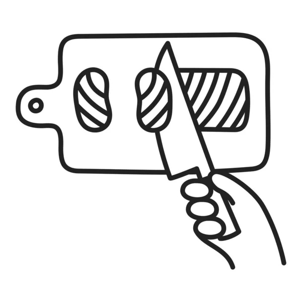 Lachs Sashimi Handgezeichnetes Doodle Cooking Icon — Stockvektor