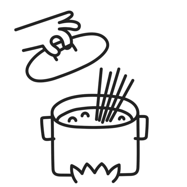 Σπαγγέτι Χειροποίητο Εικονίδιο Μαγειρέματος Doodle — Διανυσματικό Αρχείο