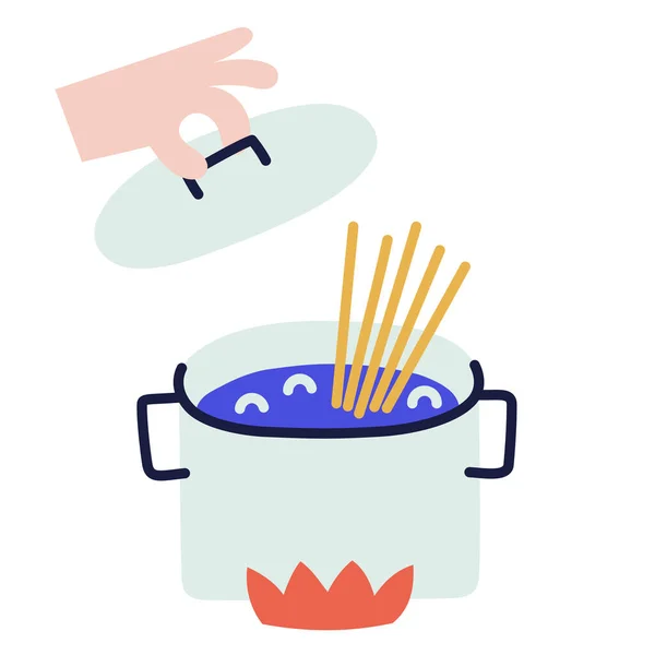 Spaghetti Handgetekende Doodle Cooking Icon — Stockvector