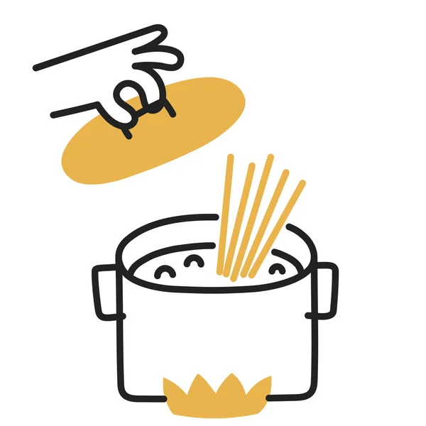Spaghetti Handgetekende Doodle Cooking Icon — Stockvector