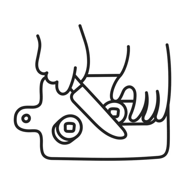 Des Sushi Icône Cuisson Caniche Dessinée Main — Image vectorielle