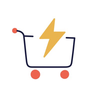 Anlık satış. El Çizimi Karalama Alışveriş Simgesi.