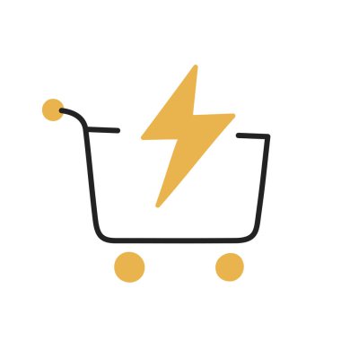 Anlık satış. El Çizimi Karalama Alışveriş Simgesi.