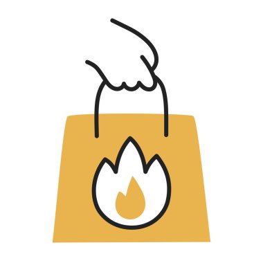 Ateşli. El Çizimi Karalama Alışveriş Simgesi.