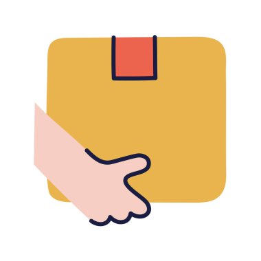 Paket var. El Çizimi Karalama Alışveriş Simgesi.