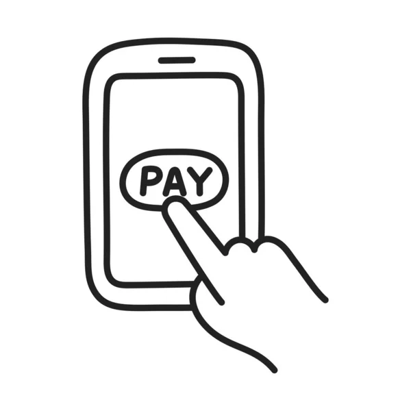 Paiement Mobile Icône Shopping Caniche Dessinée Main — Image vectorielle