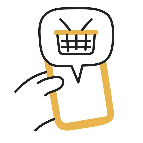 Zakupy Online Ręcznie Rysowane Doodle Shopping Icon — Wektor stockowy