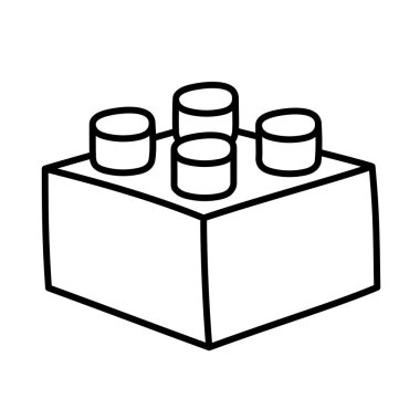 Brick Block. El Çizimi Çocuk Doldurma Simgesi.