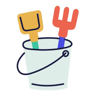 Kum kovası. El Çizimi Çocuk Doldurma Simgesi.
