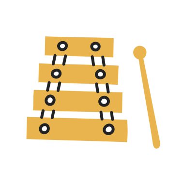 Ksilofon. El Çizimi Çocuk Doldurma Simgesi.