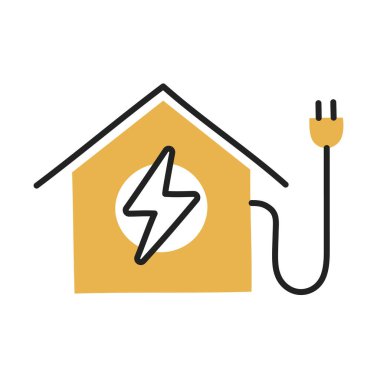 Şarj aleti. El çizimi EV karalama simgesi.