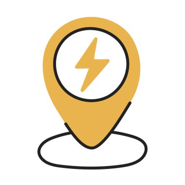 Şarj istasyonu. El çizimi EV karalama simgesi.