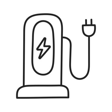 Şarj istasyonu. El çizimi EV karalama simgesi.