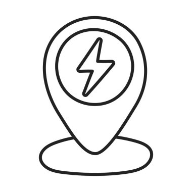 Şarj istasyonu. El çizimi EV karalama simgesi.