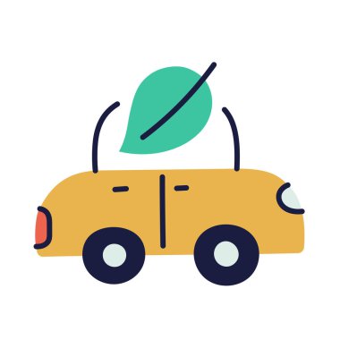 Elektrikli araba. El çizimi EV karalama simgesi.