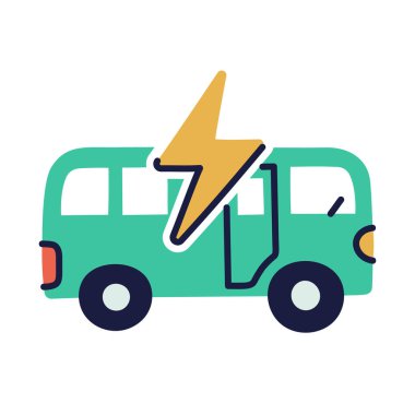 Elektrikli araç. El çizimi EV karalama simgesi.