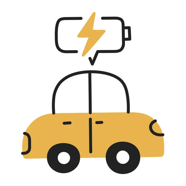 Elektroauto Handgezeichnete Doodle Ikone — Stockvektor