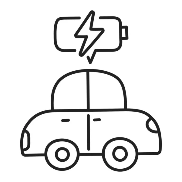 Elektroauto Handgezeichnete Doodle Ikone — Stockvektor